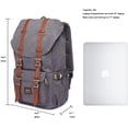 thumbnail image 2 of KAUKKO Mochila de viaje escolar para universidad flexible con portátil para 15",22L(Lienzo/Gris) KAUKKO E5-1-grey, 2 of 5