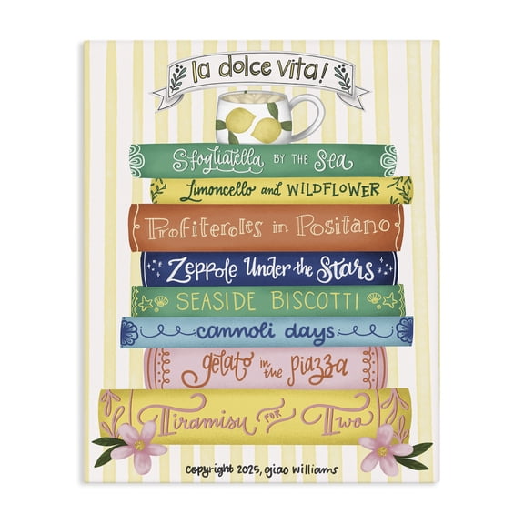 Stupell Industries Coastal Italian Kitchen Cook Books Canvas Art, 16 x 20, by Giao Williams