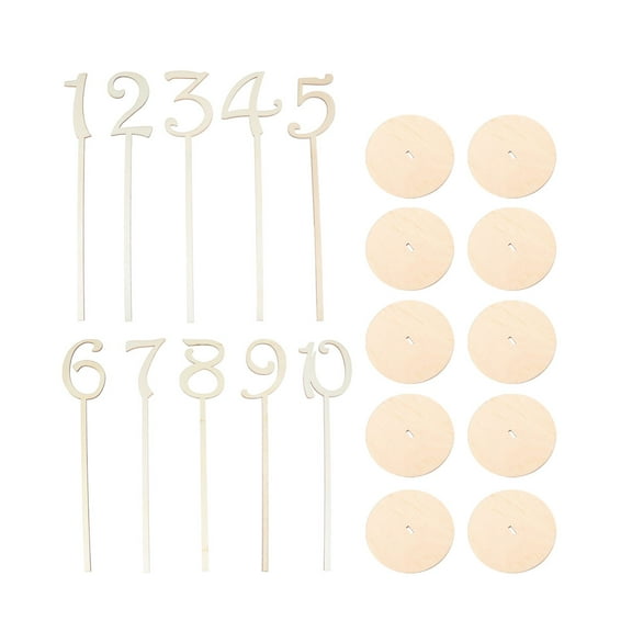 Lapsitude 10pcs 1-10 Wooden Table Numbers with Holder Base for Wedding or Home Decoration (Wood Color)