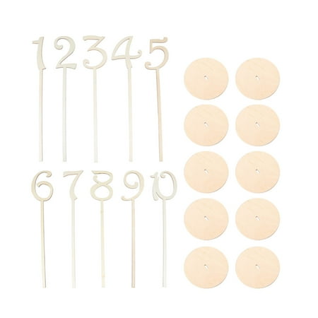 

10pcs 1-10 Wooden Table Numbers with Holder Base for Wedding or Home Decoration (Wood Color)