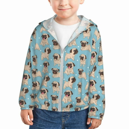 

Gaeub Funny Cartoon Pugs Print Athletic Sun Protection Hoodie for Kids Long Sleeve Outdoor UV Shirt Running Fishing Top for Boys Girls-5 Years