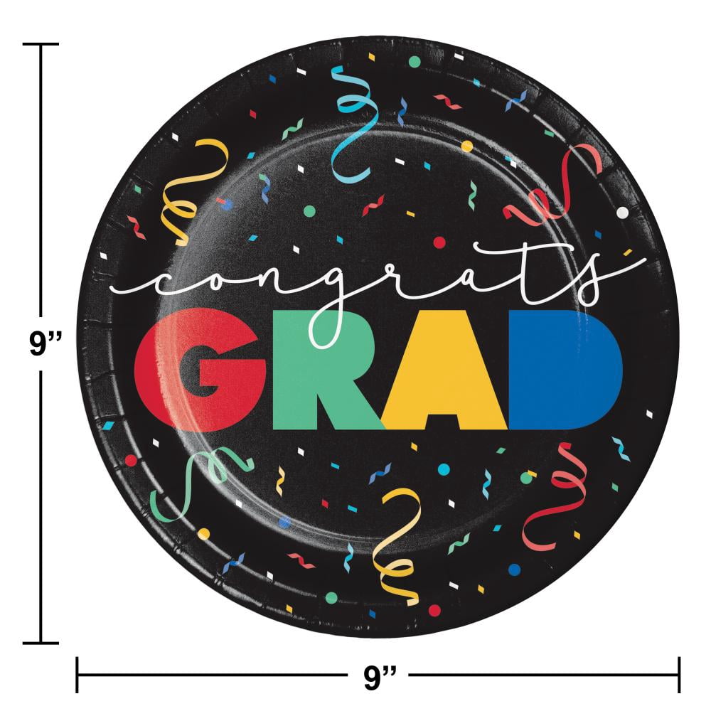 96/Case Bulk Grad Cap Toss Paper 8.75" Dinner Plate