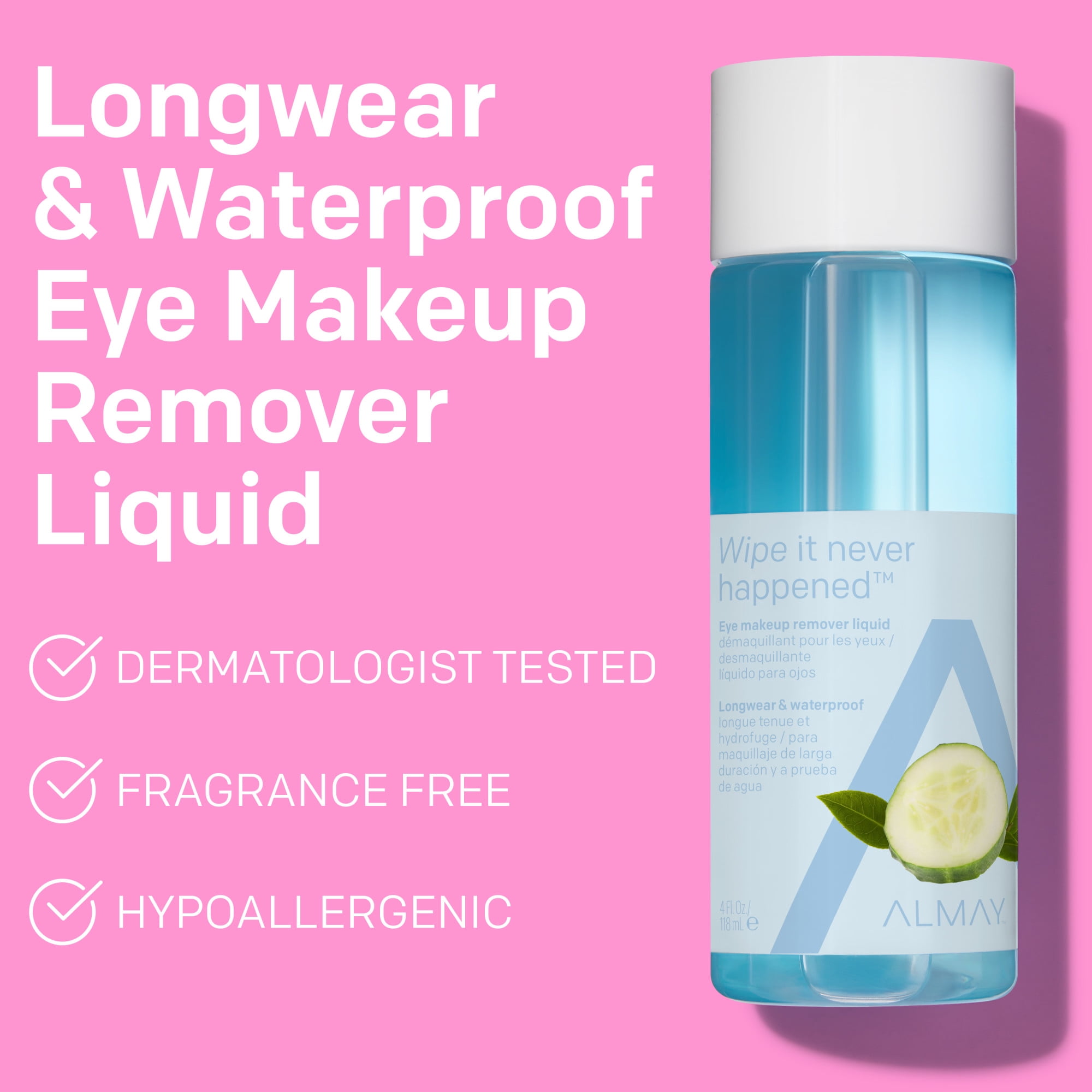 (4 pack) Almay Longwear and Waterproof Eye Makeup Remover Liquid, 4 fl oz