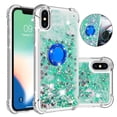 thumbnail image 1 of Funda para iPhone X/iPhone XS con Brillo Líquido Flotante, Purpurina, Parachoques y Anillo Giratorio Soporte, 1 of 5
