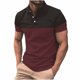 thumbnail image 1 of Playeras Elvqul de Caballero Vino Gym Elástica Playa Manga Corta con Estampado de Bloques de Color con Solapa Botones, 1 of 2