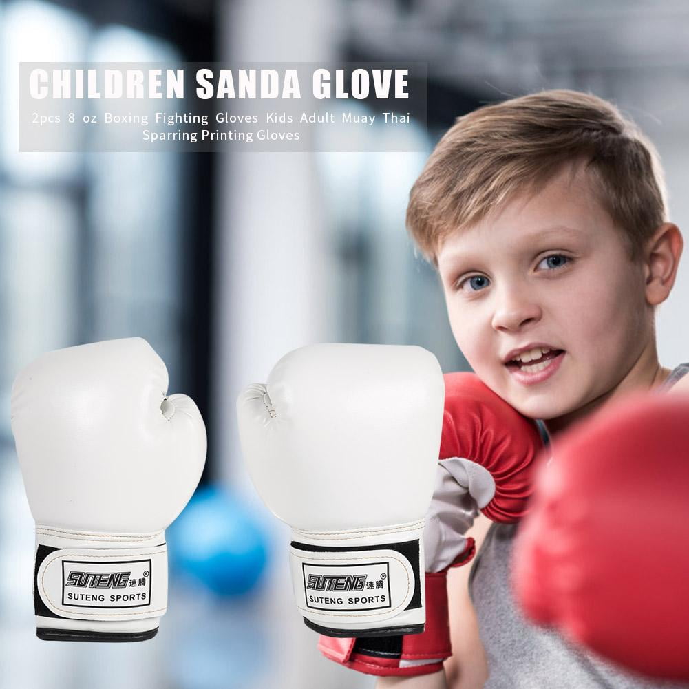 BLEEUS 2Pcs Boxing Gloves Kickboxing Training Gloves For Boys Girls Youth Fitness Supplies (White)