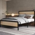thumbnail image 3 of Eastvita Bed Frame with Natural Rattan Headboard/Footboard/Metal Platform Frame with Underbed Storage/No Box Spring Needed/Strong Wood Slat Support/Rattan Wood Accent, 3 of 7