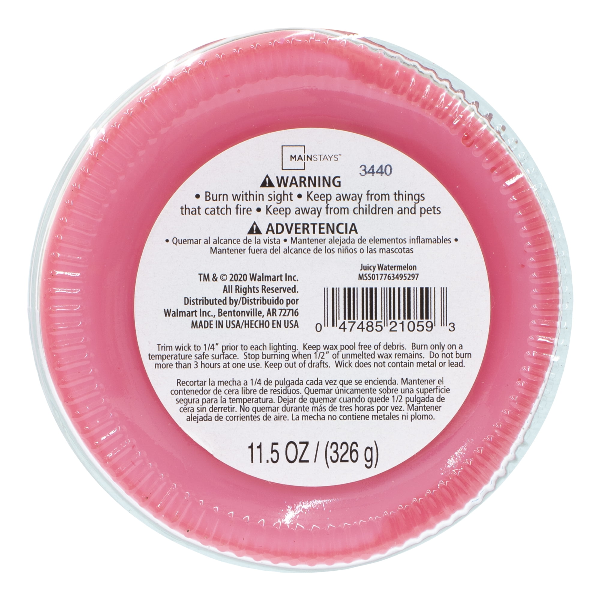 (2 pack) Mainstays Scented 3-Wick Glass Jar Candle, Juicy Watermelon, 11.5 oz