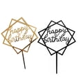 thumbnail image 4 of Square Happy Birthday Cake Topper Acrylic Insert Cake Card DIY Glitter Cupcake Smash Candle Stick, 4 of 9