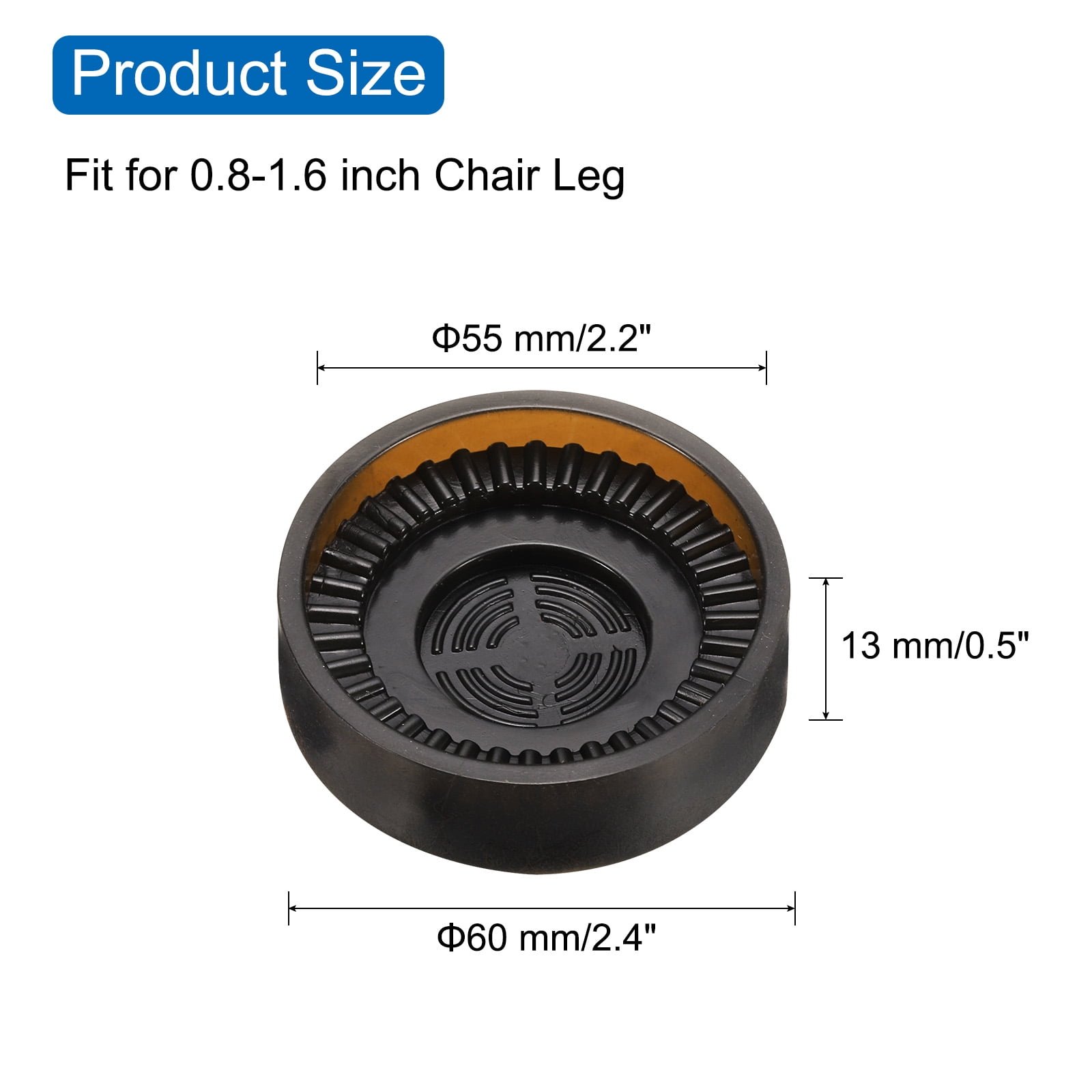 Unique Bargains Rubber Furniture Caster Cups Chair Leg Floor Protectors Pads 1.6in Brown