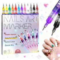 SDOHIG 12 Colors Nail Art Pens Set, Nail Art Markers Polish Pen for 3D Nail Art, DIY Nail Art Beauty Adorn Manicure Tools, Gifts for Women