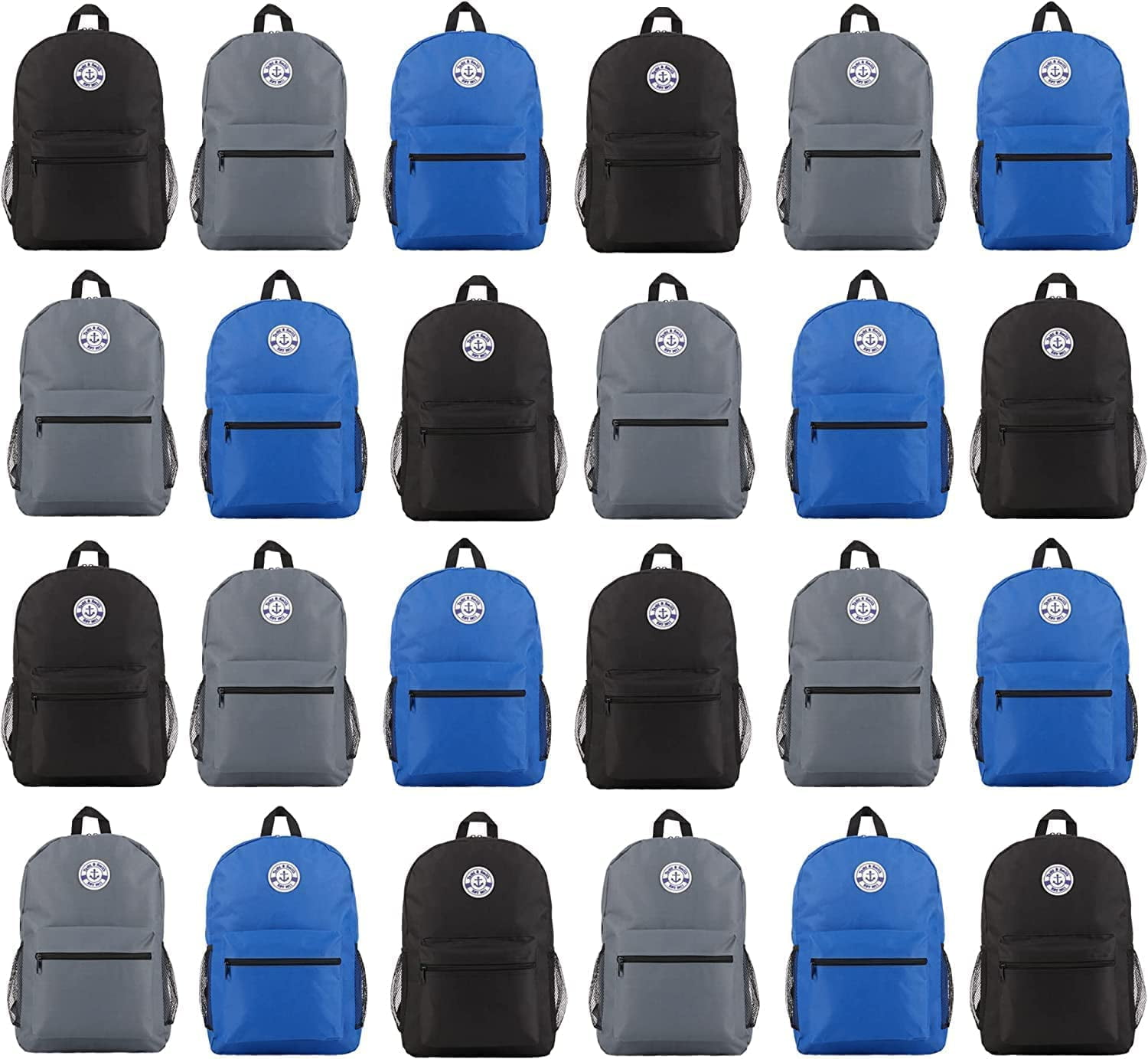 Yacht & Smith 24 Pack 17 Inch Wholesale Backpacks for Students, 12
