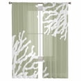 thumbnail image 3 of Coral Sage Green Sheer Curtains 63 Inches Length 2 Panels Set, Window Sheer Curtains for Living Room/Bedroom, Coastal White Ocean Marine Nautical Beach Light Filter Rod Pocket Curtain 52'' x 63'' x 2, 3 of 7