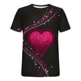 thumbnail image 5 of Itsame Womens Heart Printed T-Shirt Valentine's Day Short Sleeved Tops Relaxed Round Neck T Shirt Hot Pink Size S, 5 of 5