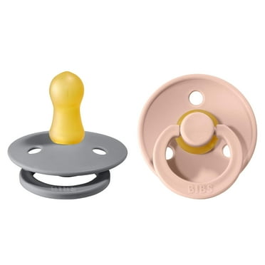 BIBS Colour Latex Infant Pacifier Size 1, 0-6 Months, Cloud/Blush, 2 Count