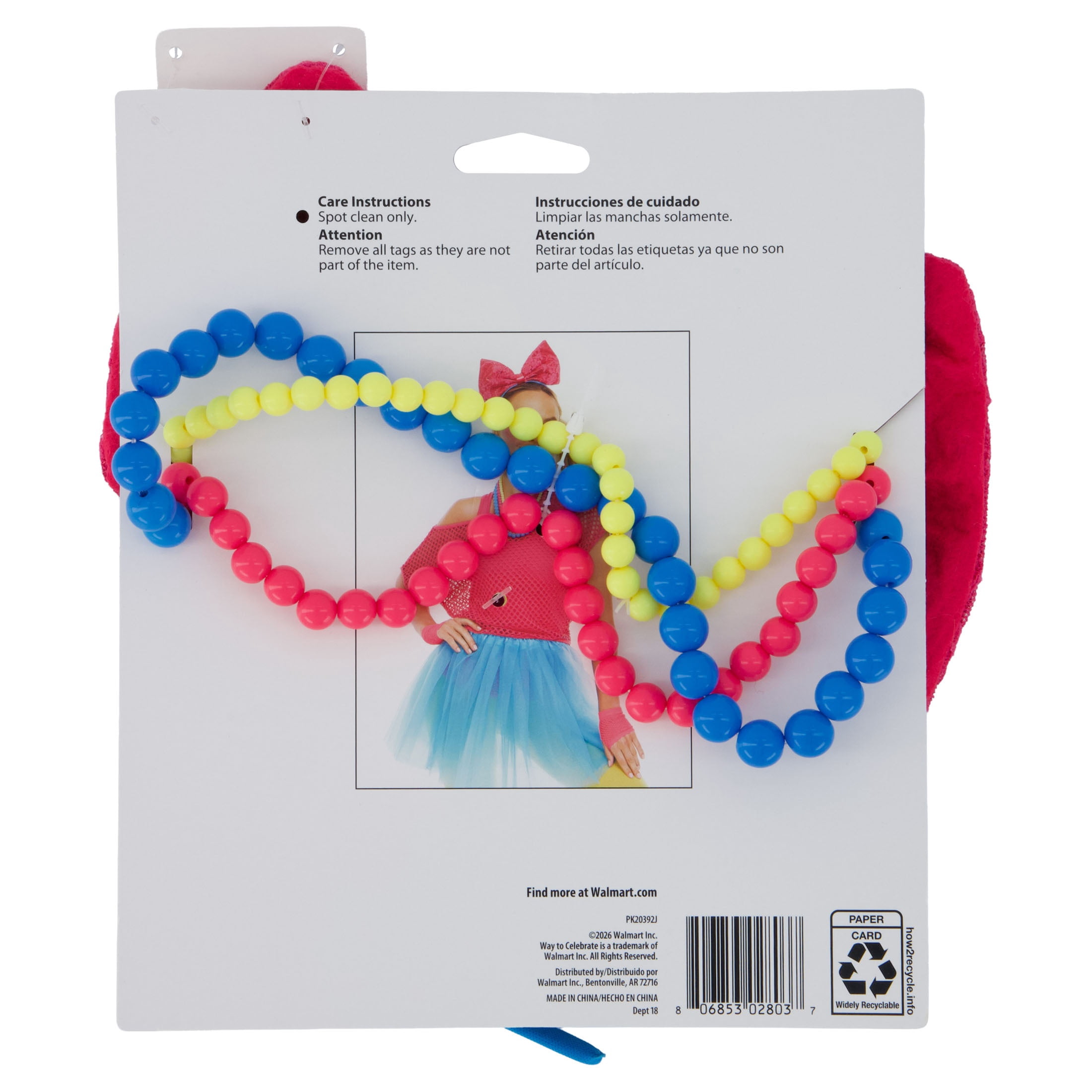 80s Costume Accessory Kit for Adults, Pink/Blue/Yellow, 6 Pieces, Halloween by Way To Celebrate