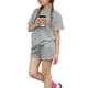 thumbnail image 2 of Conjuntos de blusas y camisas de cuello redondo y manga corta para niños, conjunto de dos piezas de top y pantalones cortos de manga corta con cuello redondo y manga corta para niños, top de poliéster, 2 of 6