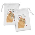 thumbnail image 1 of Best Friend Fabric Pouch Set of 2, You Are My Best Friend Kitten Hearts, Small Drawstring Bag for Toiletries Masks and Favors, 9" x 6", Peach Multicolor, by Ambesonne, 1 of 2