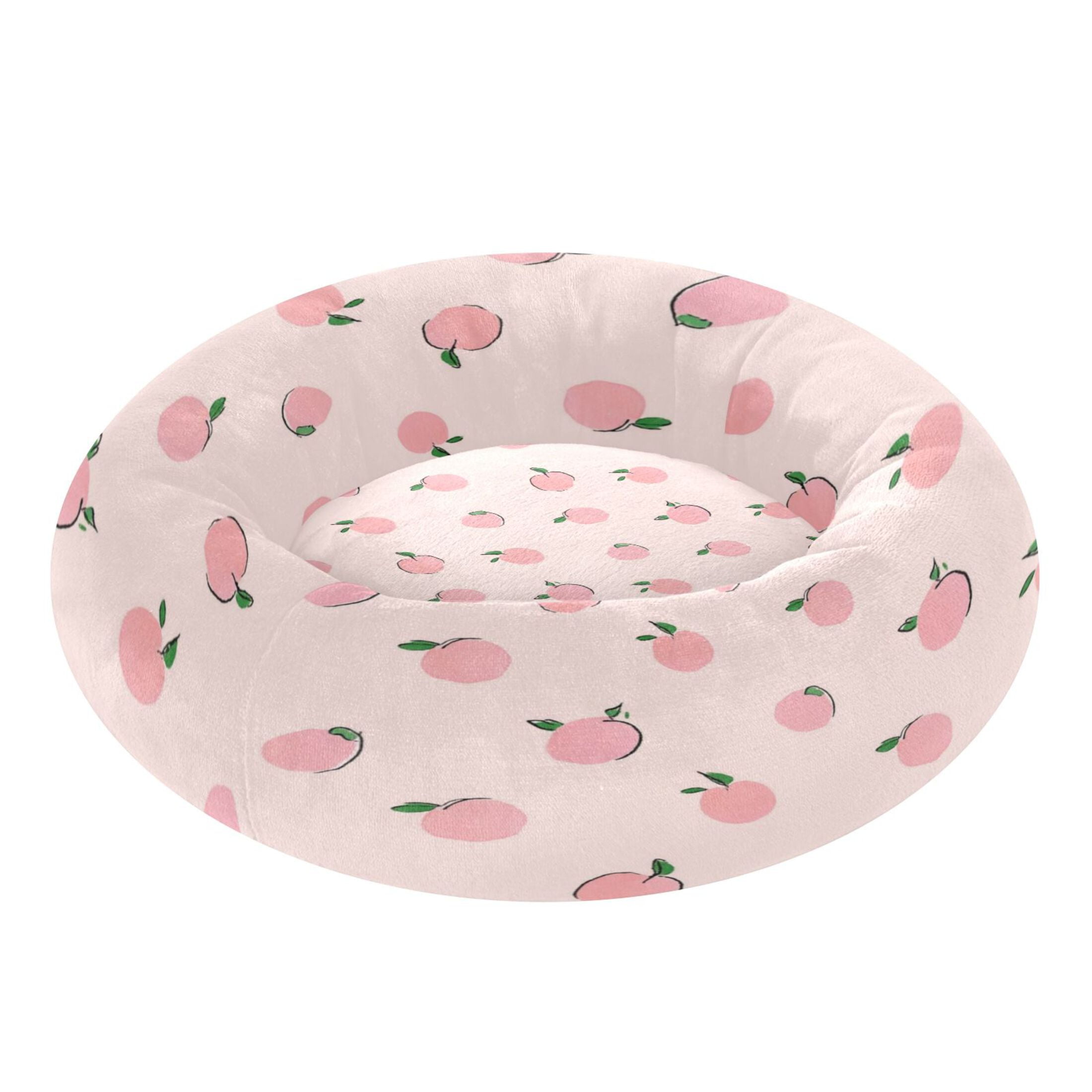 Iauyy Pet Couch Donut Cat Bed for Indoor Cats/Small Dogs Washable & Machine with Non-slip Bottom Calming Cat Furniture, Delicate Peaches (M)