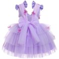 thumbnail image 3 of IBTOM CASTLE Toddler Girls Butterfly Birthday Dress Rainbow Tulle Formal Wedding Party Ruffle Tutu Dresses for Photo Shoot 2-3 Years Purple, 3 of 9