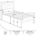 thumbnail image 2 of GGsum Twin Platform Bed Frame, Victorian Crown Headboard, 450lb Capacity, 13" Under-Bed Space, No Box Spring Needed, White, 2 of 9
