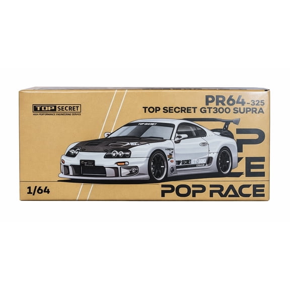 Toyota Supra "Top Secret" GT300 RHD (Right Hand Drive) Silver Chrome 1/64 Die Cast Model Car by Pop Race