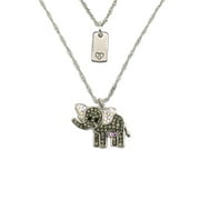 Believe by Brilliance Fine Silver Plated Crystal Tag Drop and Elephant Necklace Set