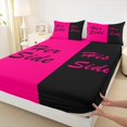 thumbnail image 3 of Homewish Romantic Valentine Twin Sheet Sets for Couple, Hot Pink Splicing Twin Fitted Sheet, Modern Simple Theme Flat Sheet, Super Cozy Room Decor, 3pcs, 3 of 7
