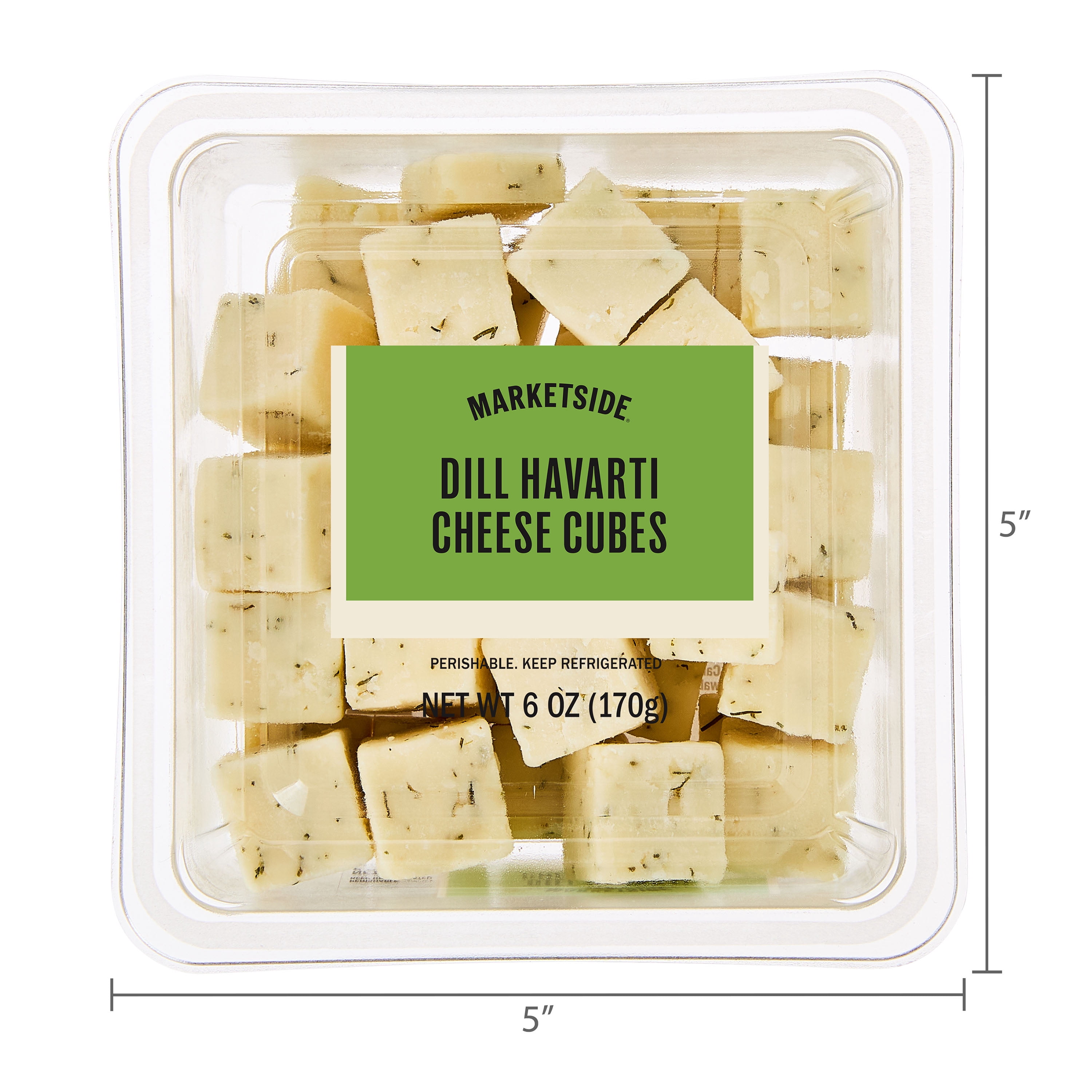 Marketside Cubed Dill Havarti Cheese, 6oz, Plastic Cup (Cubed, Refrigerated)