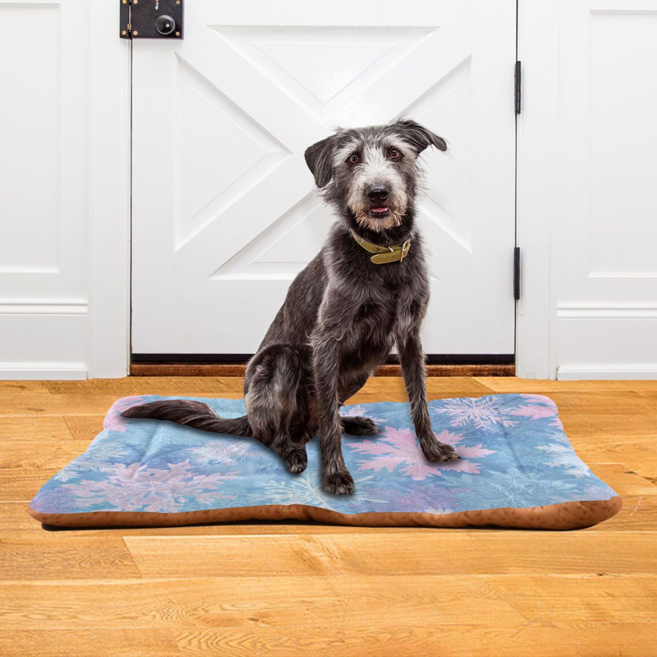 Cozy Mat Pet Bed Indoor Outdoor Warm Soft For Cat Dog Puppy(S/M) Pale Blue Snowflakes