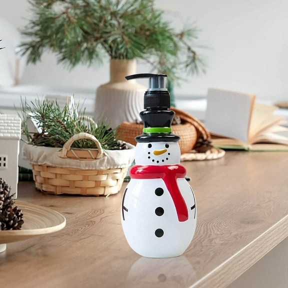 Zenithome Festive Refillable Christmas Soap Dispenser Set Snowman Santa Tree Design for Bathroom Kitchen Table Decor Easy Refill Durable