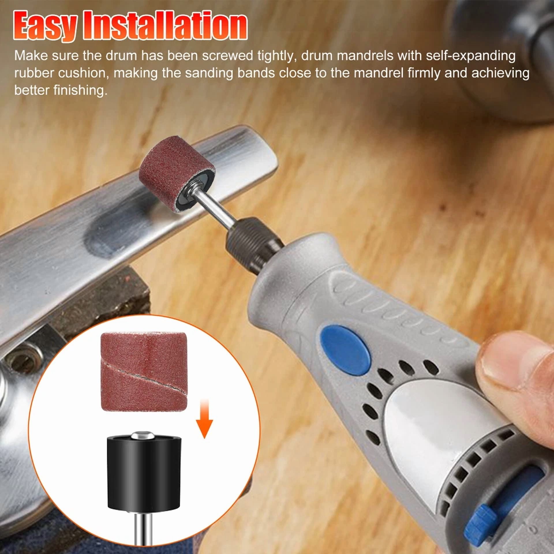CIRCLE- 384Pcs Sanding Drum Nail Sander Drill Bit Kit For Dremel Accessories Rotary Tool