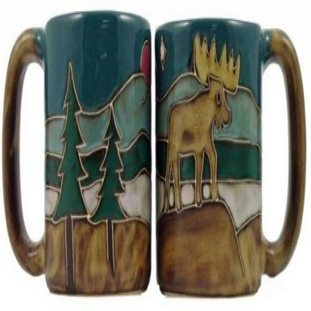 Moose Stoneware - One (1) MARA STONEWARE COLLECTION - 16 Oz Coffee Cup Collectible Dinner Mug - Moose Design