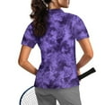 thumbnail image 2 of COEQINE 1/4 Zip Golf Shirts for Women Moisture Wicking Soft Quick Dry Fit Polo Shirts Purple Tie Dye Print Workout Golf Tops Lightweight Short Sleeve Tennis Activewear, L, 2 of 7