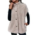 thumbnail image 2 of EOYWHK Womens Fuzzy Fleece Vest Casual Oversized Warm Button Down Sherpa Vest Jacket with Pockets, 2 of 8
