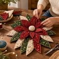 thumbnail image 6 of Festive Quilted Christmas Door Hanging DIY Sewing Kit; 3D Padded Patchwork Set for Beginners, Complete Fabric Kit for Front Door, Mantel, Wall, Office Decor, Gift for Craft Lovers,Red flower, 6 of 6