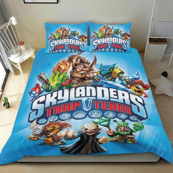 Skylanders Swap Force Themed Bed Sheet Set Three Piece Set 53x79 In ches Comfortable And Skin Friendly Unique Design Creating A Star Studded Night Home Decor Gifts For Family Friends fans