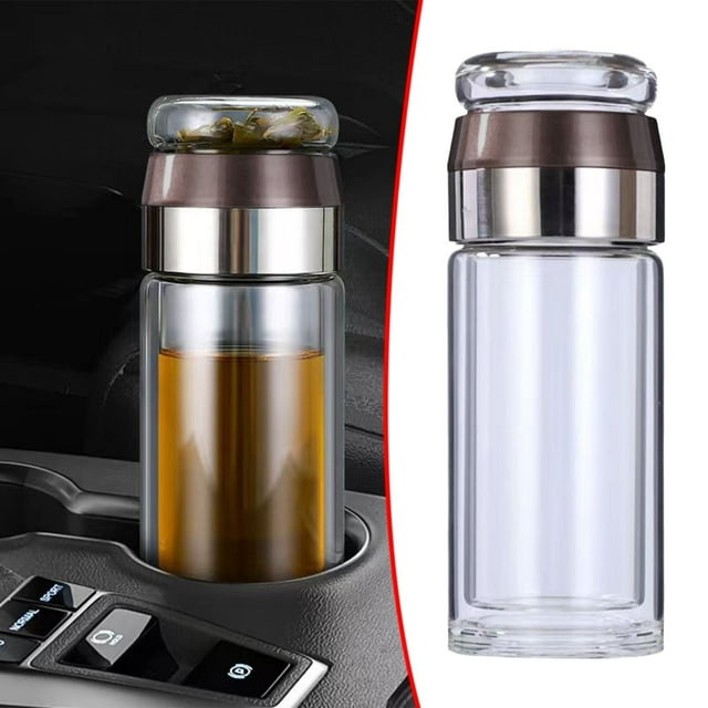 Ynlkorvg Glass&Bottle Infusifie Tea Infuser Double Layered Glass Tea Infuser Bottle Tea Steeper For Loose Tea Portable Tea Water Separation Tea Cup Glass Tea Cup With Infuser And Lid