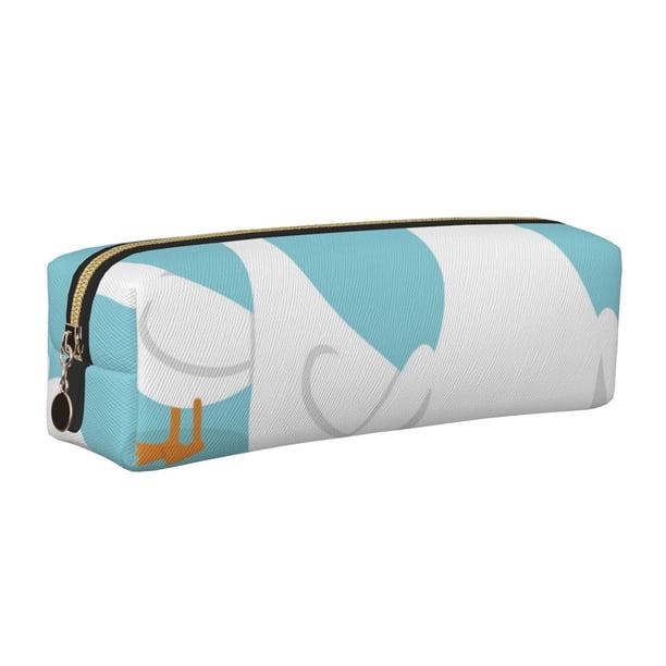 Easygdp Three White Geese para Estuche de Lápices de Cuero, Estuche de Papelería de Cuero, Estuche de Gran Capacidad con Cremallera
