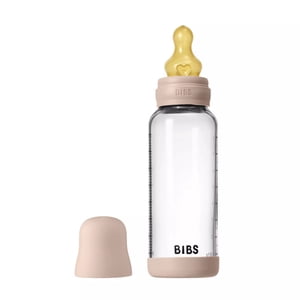 BIBS Glass Baby Bottle With Medium Flow Latex Nipple, 8 oz