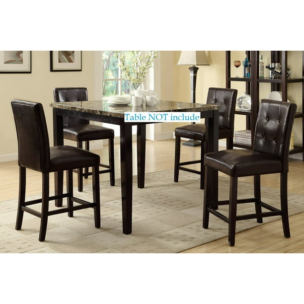 Set Of 4 Bar Stools Espresso Faux, Counter Stools 24 Inches High