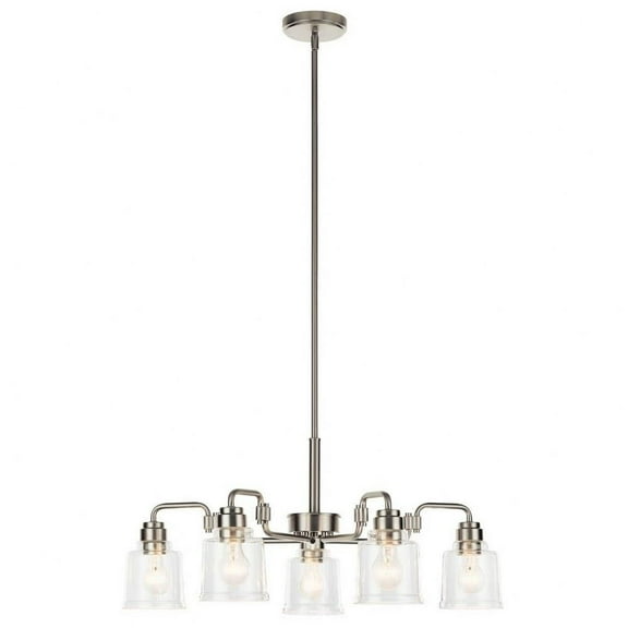 5 Light Medium Chandelier in Vintage Industrial Style-13.5 inches Tall and 30 inches Wide-Nickel Textured Finish Bailey Street Home 147-Bel-4802166