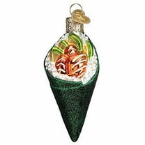 Green Wrapped Sushi Hand Roll 1.5 x 1.5 x 3.75 Glass Decorative Hanging Holiday Tree Ornament