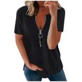 thumbnail image 1 of B91xZ Womens T-shirts Coupe Ample Col Rond Slim Fit Tops Mode Basique Tee, Noir XL, 1 of 4