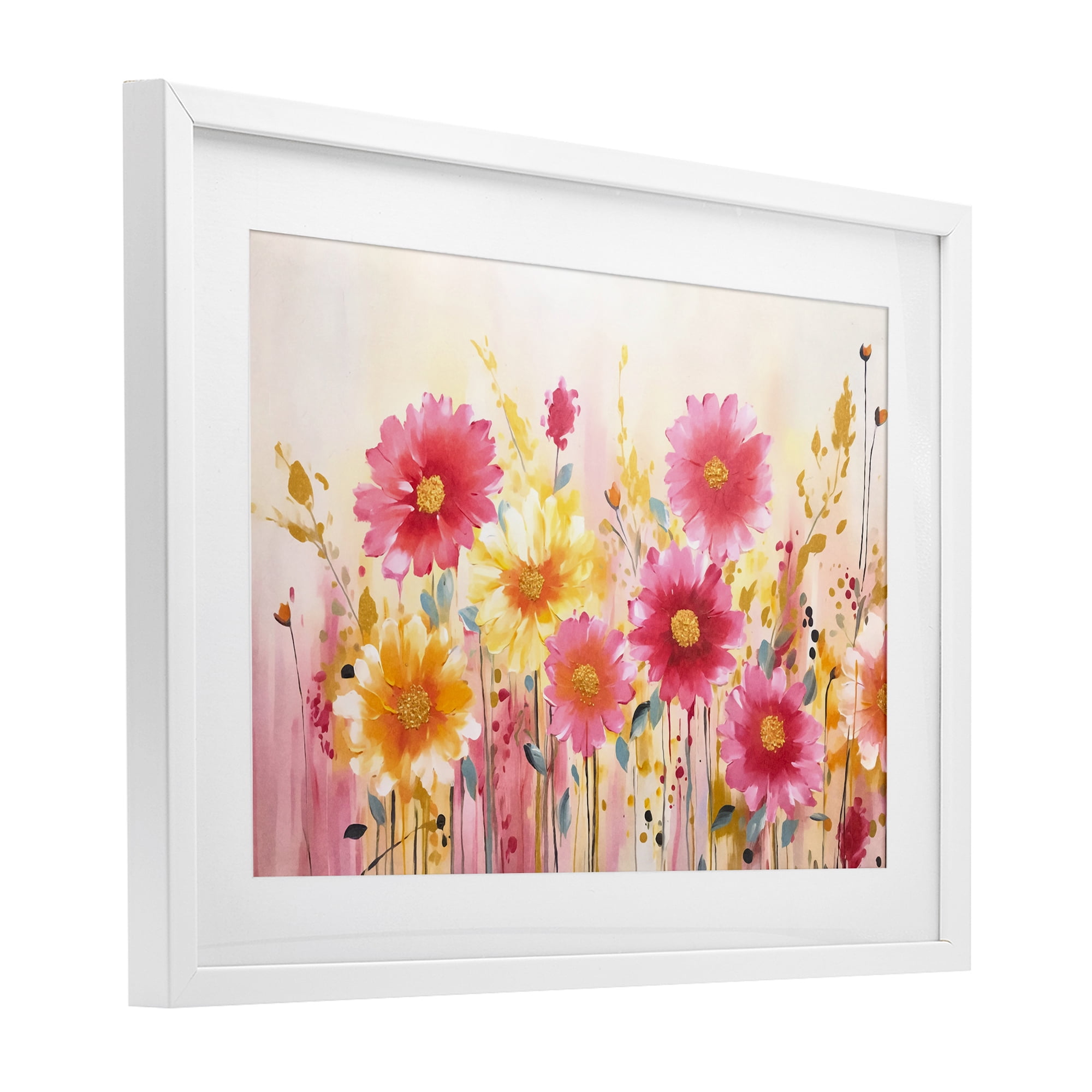 Stupell Industries Blush Blooming Whimsy White Framed Print Under Glass, design by Andrea Haase