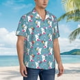 thumbnail image 5 of Daiia Rabbit And Rainbow Hawaiian Shirt for Men Gentle Cotton Regular Short Sleeve Casual-Medium, 5 of 9