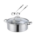 thumbnail image 4 of Olla caliente con divisor Utensilios de cocina japoneses Olla caliente doble Utensilios de cocina Tapa transparente Caliente 30 centimetros, 4 of 9