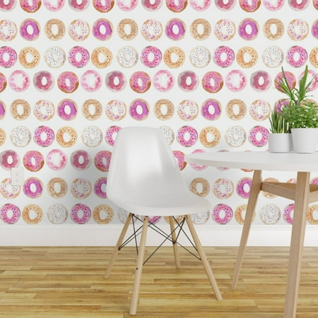 Peel and Stick Removable Wallpaper Watercolor Bright Donut Cupcake Treat Sweet