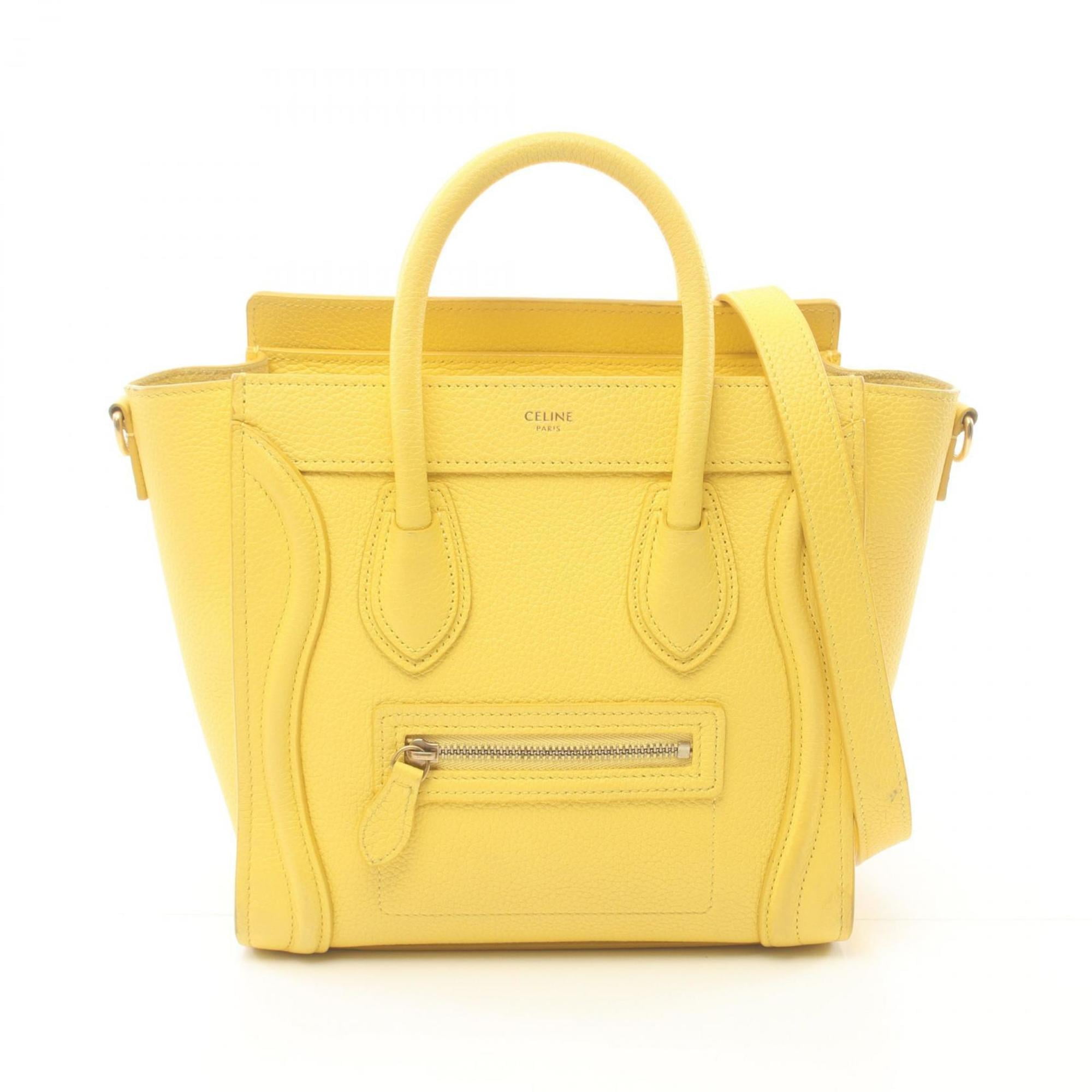 Pre Owned CELINE Luggage Nano Shopper Handbag Bag Leather Women s Yellow 189243 Good Walmart