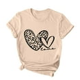 thumbnail image 4 of Jewelreauty Women Valentine's Day Shirts Short Sleeve Letter Heart Graphic T-Shirts Casual Pullover Tunic Tops (S, E Khaki), 4 of 5